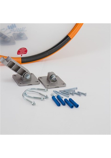 Trafik Güvenlik Aynası 60 cm Sarı-Siyah ve 2.5 m Galvaniz Flanşlı Direk Set