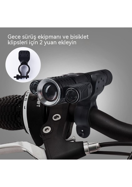 Güçlü Işık Bisiklet El Feneri Çok Fonksiyonlu T6 Dış Mekan Su Geçirmez Aydınlatma Üç Kafalı Şarj Edilebilir LED El Feneri (Yurt Dışından) indirimleri