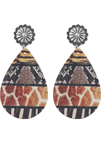 Renkli Patchwork Çift Taraflı Ahşap Küpe (Yurt Dışından) fiyatları