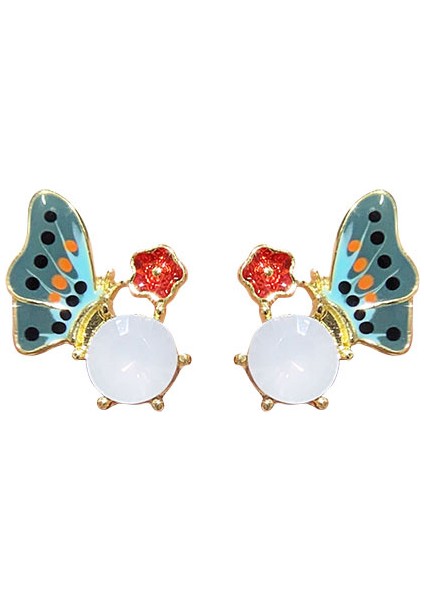 Fransız Yağlı Boya Sanatı Renkli Emaye Saplama Çok Yönlü Küpe (Yurt Dışından)