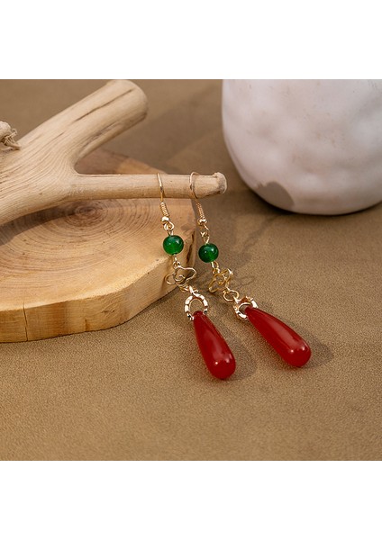 Kırmızı Çin Retro Şıklık Küpe (Yurt Dışından) fiyatları