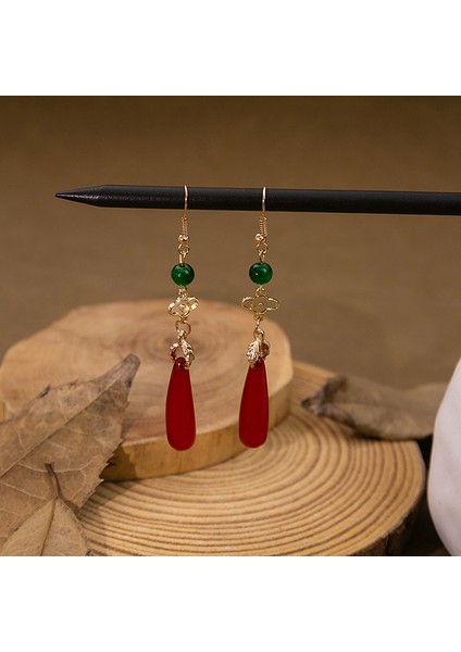 Kırmızı Çin Retro Şıklık Küpe (Yurt Dışından) fırsatları