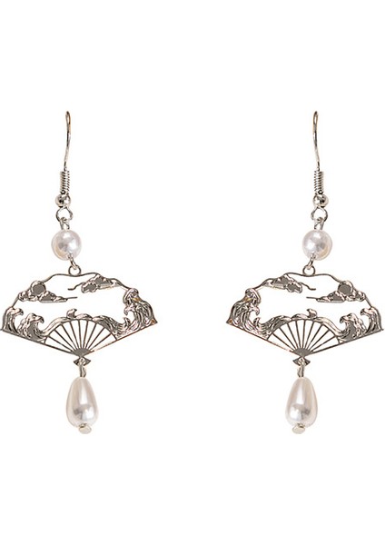 Vintage Çin Tarzı Ajurlu Yelpaze Püskül Küpe (Yurt Dışından) fiyatları