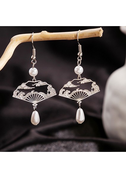 Vintage Çin Tarzı Ajurlu Yelpaze Püskül Küpe (Yurt Dışından) modelleri