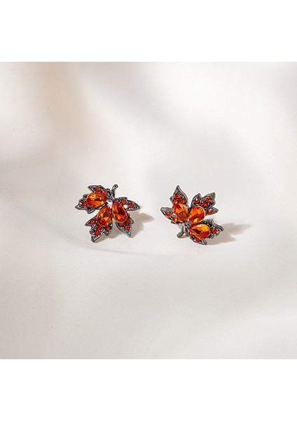 Kırmızı Zirkonya Akçaağaç Yaprağı Saplama Vintage Temperament Küpe (Yurt Dışından) modelleri