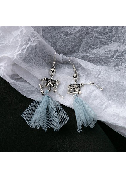 Cadılar Bayramı Kemik Mavi Örgü Küpe (Yurt Dışından)