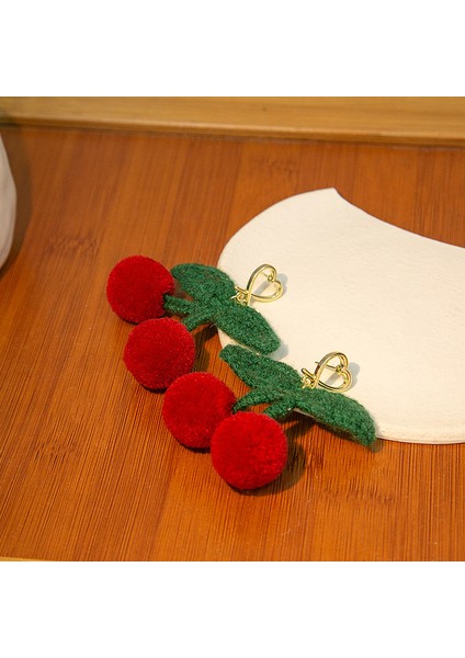 Peluş Kiraz Mey Küpe (Yurt Dışından)