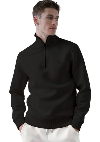 Yarım Fermuarlı Erkek Sweatshirt Regular Fit | Nakışlı Q Logo Flc5003