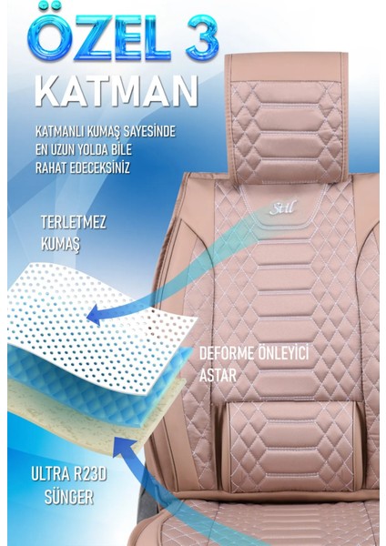 Mazda Cx9 Lüx Deri Oto Koltuk Kılıfı 5'li Set Tam Takım Royal Bej modelleri