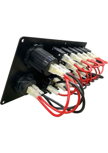 Switch Panel 6 Anahtar Otomatik Sigortalı Şarj + USB Soketli 12-24V Tekne Kontrol Paneli fiyatları