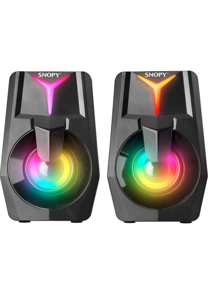 SN-X22 Style 2.0 Multimedia LED Işıklı 3W-2 Siyah USB Gaming Speaker