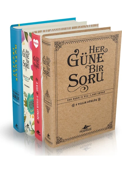 Her Güne Bir Soru - Günlük Yıllık Anı Ajanda Defter Ciltli 4 Kitap Set – Anılarınızı Biriktirin