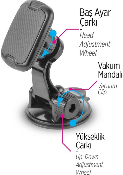 Vantuzlu Manyetik Telefon Tutucu