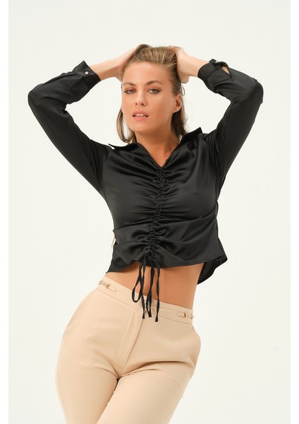 Önü Büzgülü Saten Bluz fiyatları