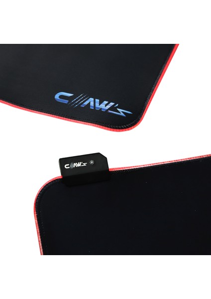 Raptor 80X30CM Mikrofiber Yüzey/Kaydırmaz Kauçuk Zemin 360° RGB Dikişli Xl Mousepad - Siyah