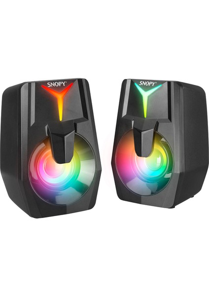 SN-X22 Style 2.0 Multimedia LED Işıklı 3W-2 Siyah USB Gaming Speaker