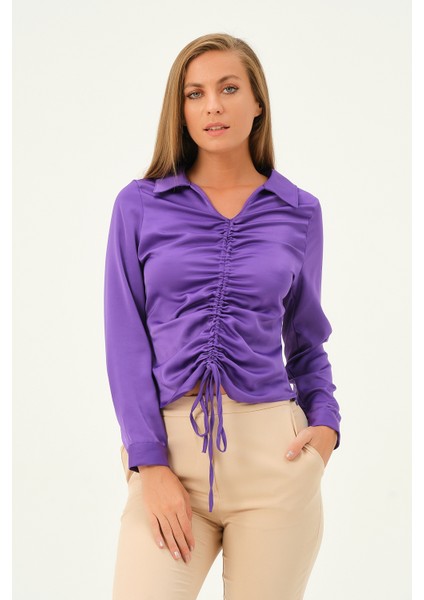 Önü Büzgülü Saten Bluz fırsatları