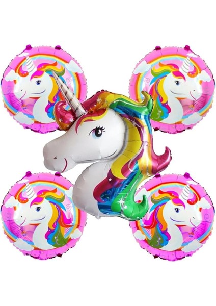 Balon Unicorn Temalı 5'li Set Helyum Balon