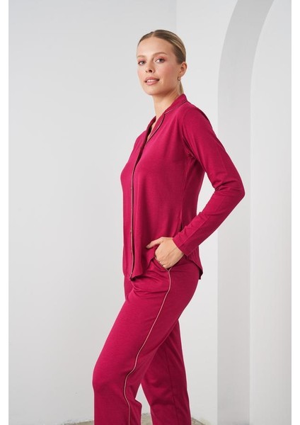 24529 Kadın Düğmeli Pijama Takım