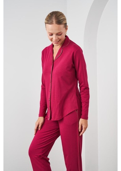 24529 Kadın Düğmeli Pijama Takım