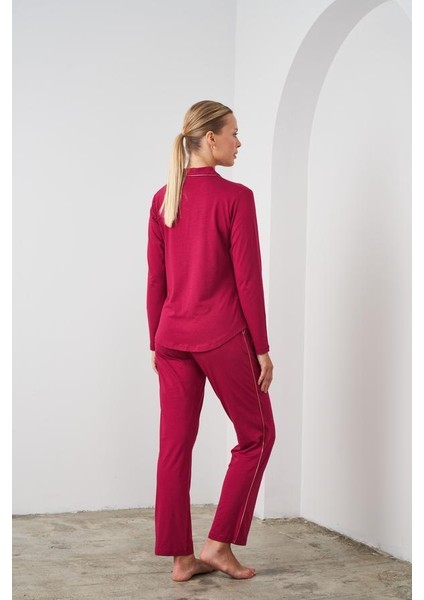 24529 Kadın Düğmeli Pijama Takım