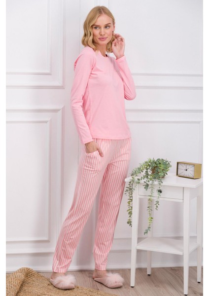 8766 Çizgili Kadın Pijama Takımı