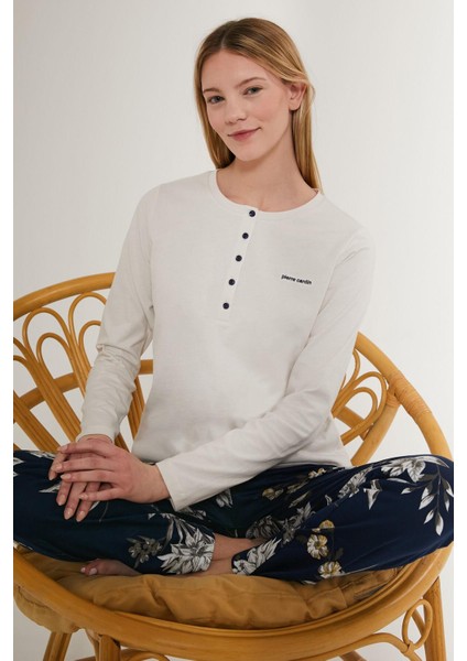 8725 FloWering Kadın Uzun Kol Pijama Takım modelleri