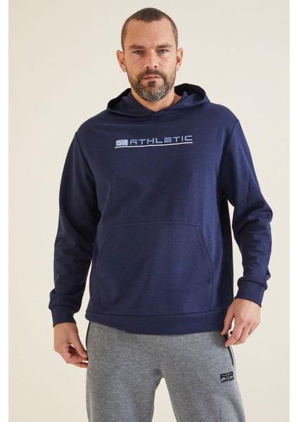 Pierce İndigo Kapüşonlu Erkek Sweatshirt - 88132