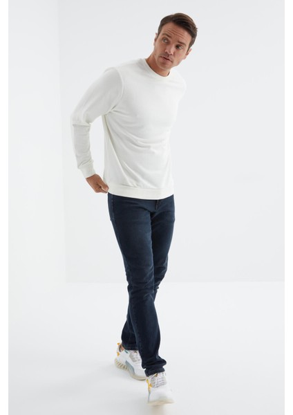 Ekru Basic O Yaka Rahat Form Erkek Sweatshirt - 88053