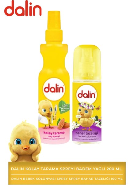 Kolay Tarama Spreyi Badem Yağlı 200 ml + Dalin Bebek Kolonyası Sprey Sprey Bahar Tazeliği 100 ml