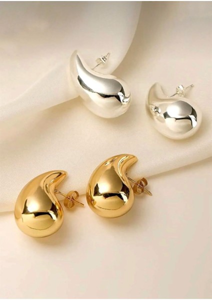 Çelik Bottega Model Kucuk (2cm) Küpe