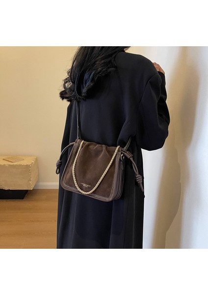 Sonbahar ve Kış Retro Süet Kadın Askısı Kadın Omuz Crossbody Zincir Kadın Çanta (Yurt Dışından)