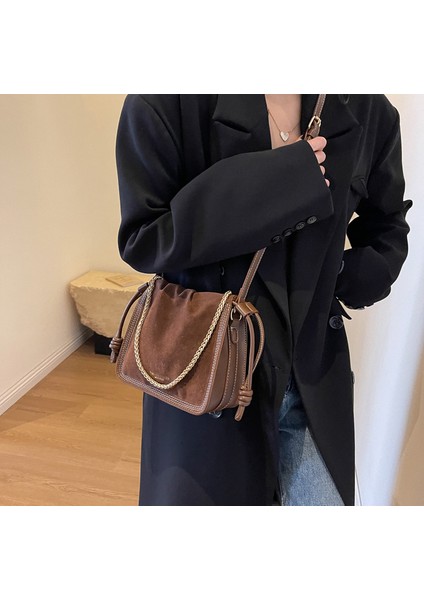 Sonbahar ve Kış Retro Süet Kadın Askısı Kadın Omuz Crossbody Zincir Kadın Çanta (Yurt Dışından)