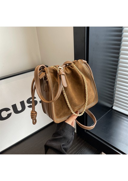 Sonbahar ve Kış Retro Süet Kadın Askısı Kadın Omuz Crossbody Zincir Kadın Çanta (Yurt Dışından)