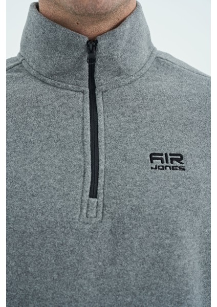 River Gri Melanj Dik Yaka Erkek Polar Sweatshirt - 88310 modelleri