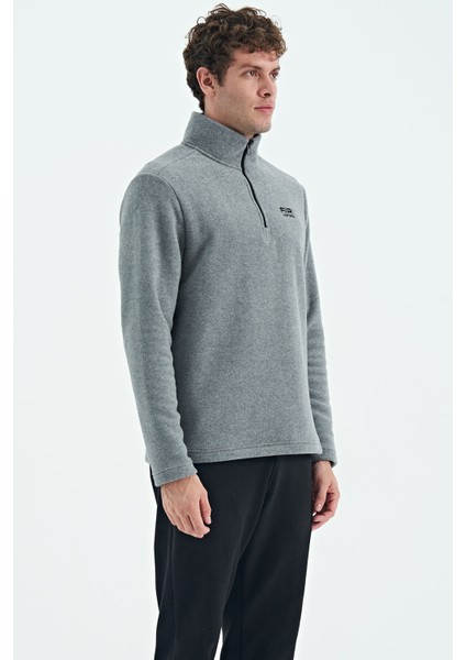 River Gri Melanj Dik Yaka Erkek Polar Sweatshirt - 88310 fırsatları