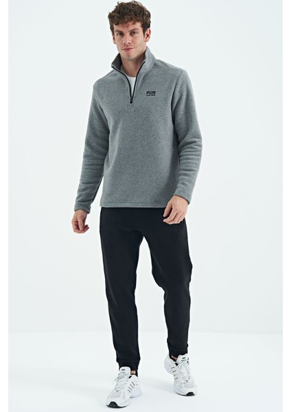 River Gri Melanj Dik Yaka Erkek Polar Sweatshirt - 88310 indirimleri