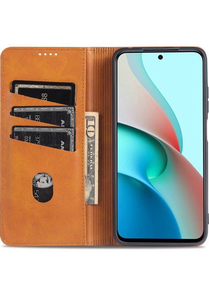 Xiaomi Redmi Için Not 10 5g/not 10T 5g/poco M3 Pro 5g/4g Deri Telefon Kasası Otomatik Emici Manyetik Cüzdan Standı Kapak-Coffee (Yurt Dışından)