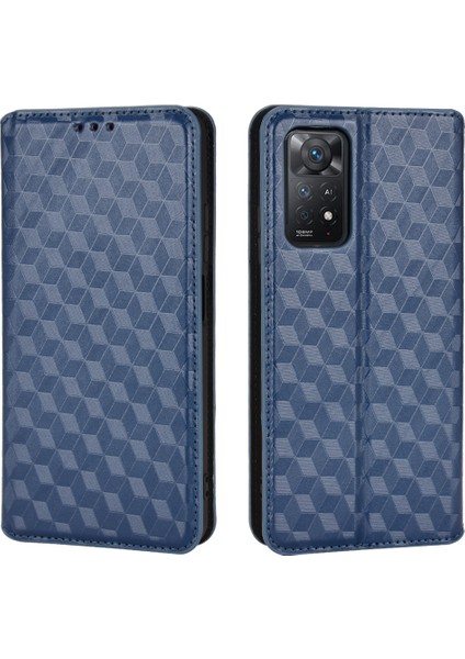 Xiaomi Redmi Için Note 11 Pro 4g (Mediatek)/note 11 Pro 5g (Qualcomm)/note 12 Pro 4g/note 11E Pro 5g Baskılı Rhombus Cüzdan Kılıf Katlanabilir Stand Deri Telefon Kapak-Mavi (Yurt Dışından)