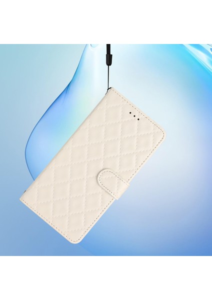 Xiaomi Mi Için 11 Lite 4g/5g/11 Lite 5g Ne Şok Geçirmez Cüzdan Standı Dikiş Hattı Eşkenli Telefon Deri Kapak-Beyaz (Yurt Dışından)