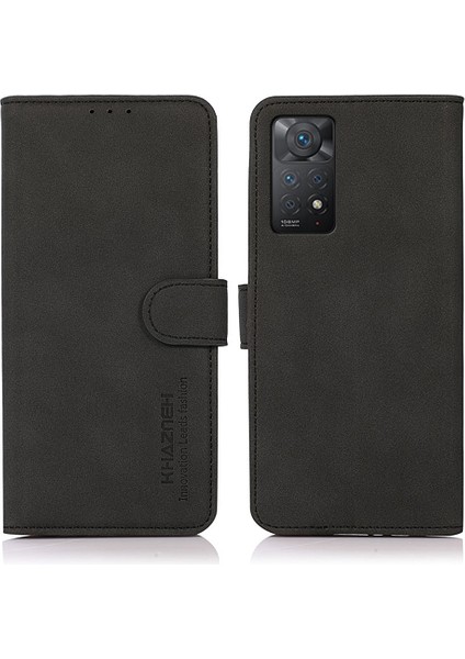 Xiaomi Için Khazneh Redmi Note 12 Pro 4g/11 Pro 4g (Mediatek)/note 11 Pro 5g (Qualcomm) Dokulu Deri Cüzdan Görüntüleme Standı Magnetic Flip Cover-Black (Yurt Dışından)