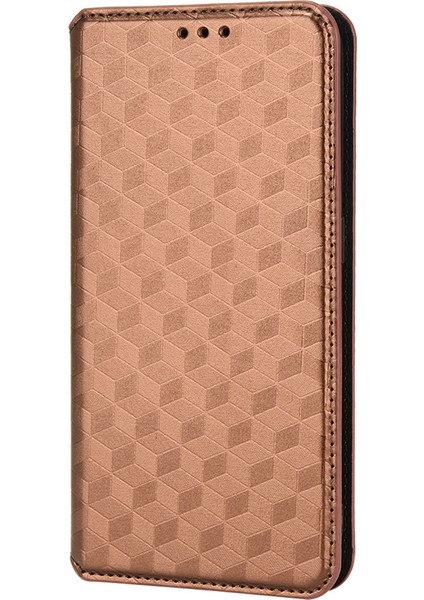 Xiaomi Için Redmi Note 11 4g (Qualcomm)/redmi Note 11S 4g Baskılı Rhombus Desen Flip Cüzdan Kılıfı Manyetik Adsorpsiyon Stand Yumuşak Tpu Iç Pu Deri Koruyucu Telefon Kapak-Kahverengi (Yurt Dışından) modelleri