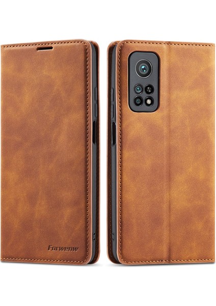 Xiaomi Redmi Için Note 12 Pro 4g/11 Pro 4g (Mediatek)/note 11 Pro 5g (Qualcomm) Serisi Skin-Touch Pu Deri Deri Deri Stand Cüzdan Telefon Kabuğu Anti-Fall Flip Cover-Brown (Yurt Dışından)