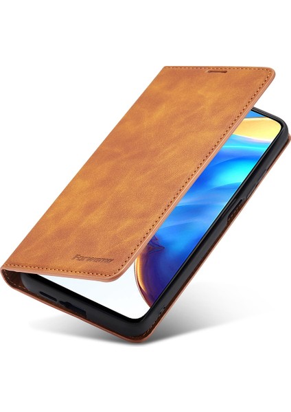 Xiaomi Redmi Için Note 12 Pro 4g/11 Pro 4g (Mediatek)/note 11 Pro 5g (Qualcomm) Serisi Skin-Touch Pu Deri Deri Deri Stand Cüzdan Telefon Kabuğu Anti-Fall Flip Cover-Brown (Yurt Dışından) fırsatları
