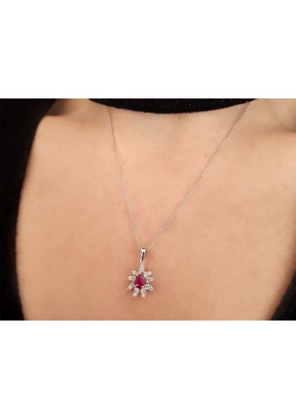 Pırlanta ve Damla Yakut Taşlı Anturaj Kolye 0404P0088 fiyatları