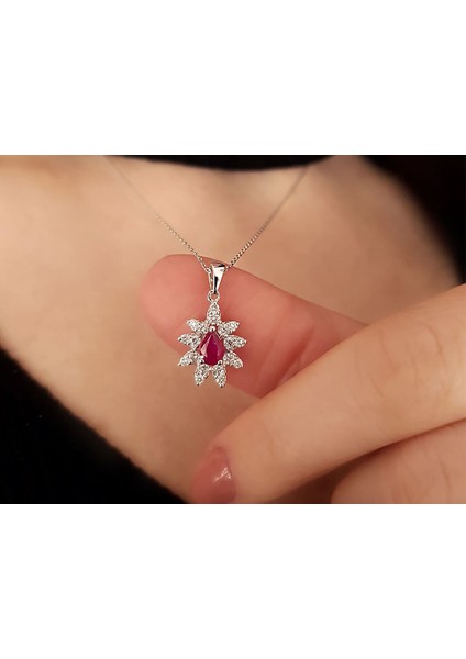 Pırlanta ve Damla Yakut Taşlı Anturaj Kolye 0404P0088 modelleri