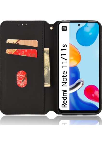 Xiaomi Için Redmi Note 11 4g (Qualcomm)/redmi Not 11S 4g Baskılı Rhombus Desen Flip Cüzdan Kılıfı Manyetik Adsorpsiyon Stand Yumuşak Tpu Iç Pu Deri Koruyucu Telefon Kapak-Kırmızı (Yurt Dışından) fiyatları