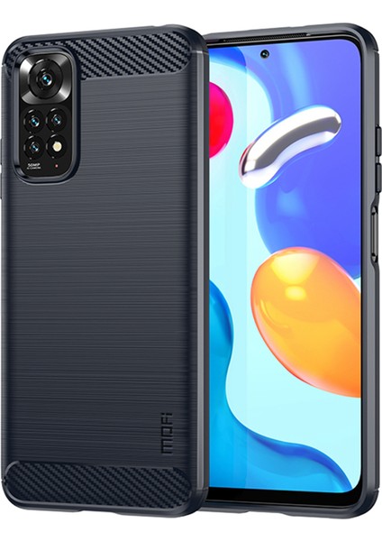 Xiaomi Için Redmi Note 11 4g (Qualcomm)/redmi Note 11S 4g Kasa Yumuşak Tpu Fırçalanmış Karbon Fiber Arka Tasarımı Işık Örtüsü Mavisi (Yurt Dışından)