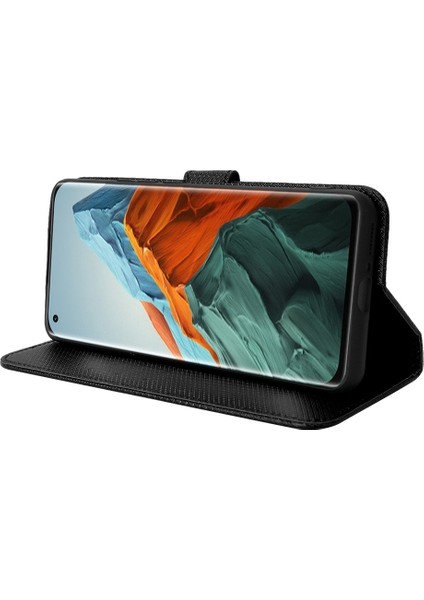 Xiaomi Mi 11 Pro Diamond Doku Telefon Kılıfı Pu Deri Stand Cüzdan Folio Tpu Iç Koruyucu Kapak Strap-Black (Yurt Dışından)