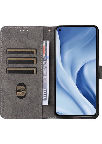 Xiaomi Mi Için 11 Lite 4g/5g/11 Lite 5g Ne Stand Pu Deri Kılıf Rfıd Blowantıct Cülü Telefon Kapak Stap-Blue (Yurt Dışından)